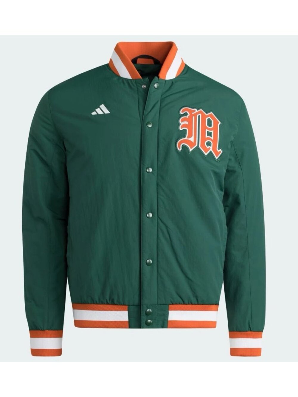 Men's Adidas Miami Hurricanes Coaches Dugout Jacket Dark Green JM9976 Size L